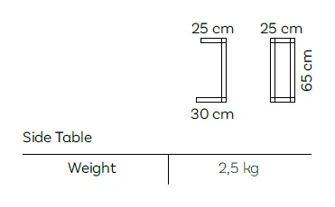 Rozmerová schéma – Teak Side Table
